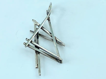 Modernist Rachel Gera Sterling silver bold design pendant 5.8g 2 1/8" x 1" JR769