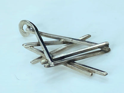 Modernist Rachel Gera Sterling silver bold design pendant 5.8g 2 1/8" x 1" JR769