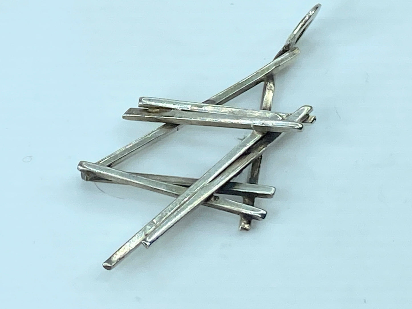 Modernist Rachel Gera Sterling silver bold design pendant 5.8g 2 1/8" x 1" JR769