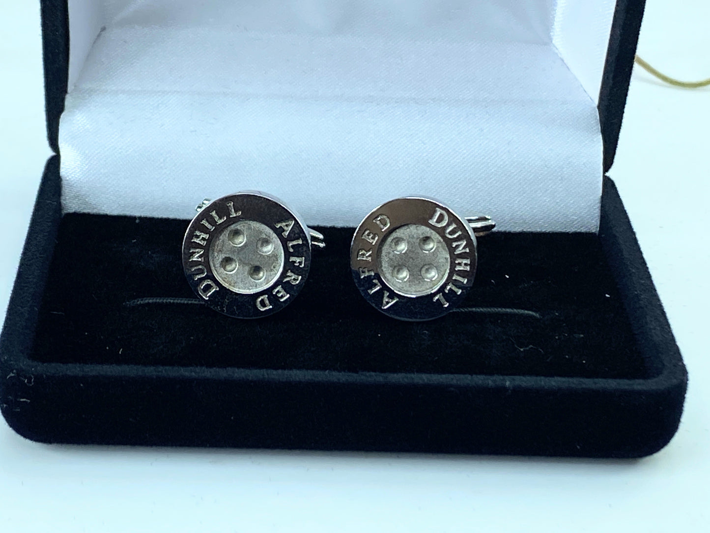 DUNHILL Cufflinks button Design Sterling Silver 925 Authentic G345
