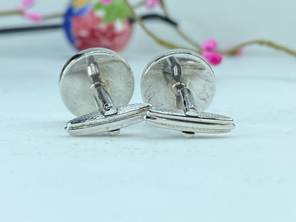 DUNHILL Cufflinks button Design Sterling Silver 925 Authentic G345