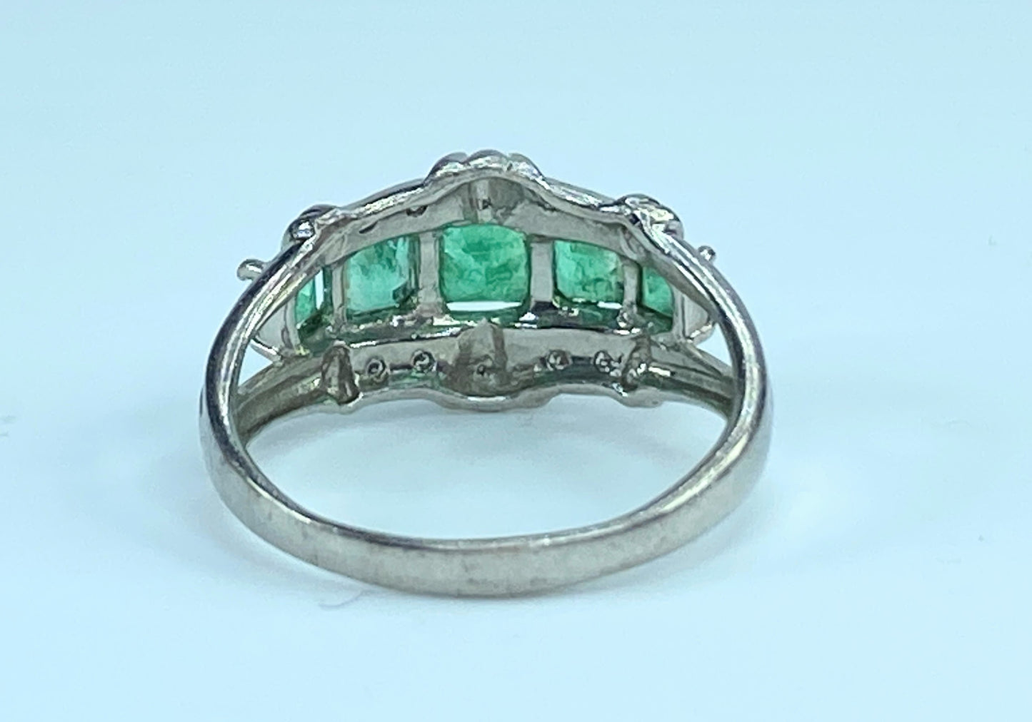 Platinum 1.2ctw Asscert cut Emeralds Diamond ring