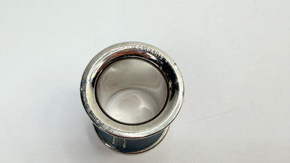 Vintage Hermès Blue Leather Silver Tone Cylindrical Scarf Ring GS747