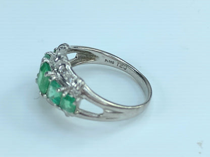 Platinum 1.2ctw Asscert cut Emeralds Diamond ring