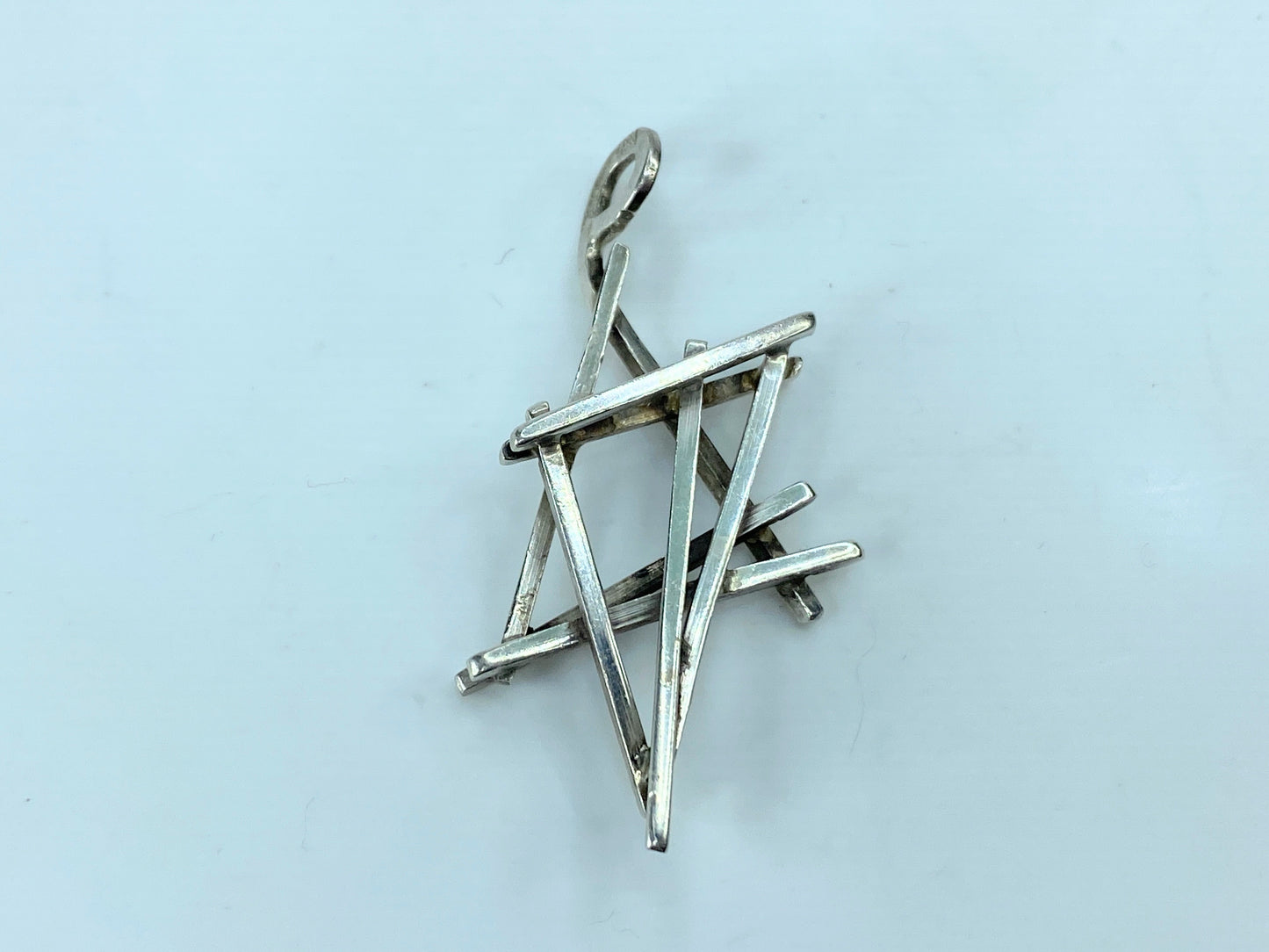 Modernist Rachel Gera Sterling silver Star of David pendant 2" JR774
