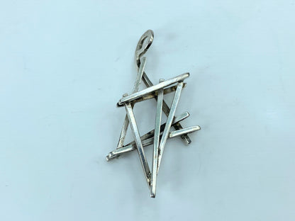 Modernist Rachel Gera Sterling silver Star of David pendant 2" JR774