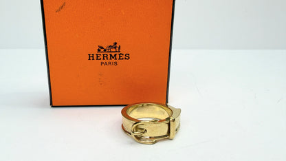 Hermès Gold Plated Buckle Bijouterie Fantaisie Scarf ring authentic GS746