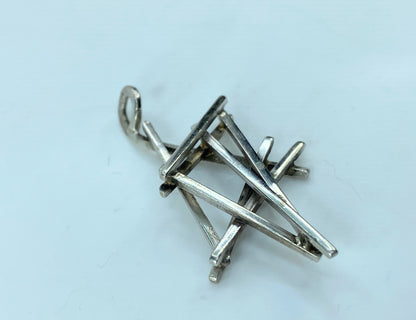 Modernist Rachel Gera Sterling silver Star of David pendant 2" JR774