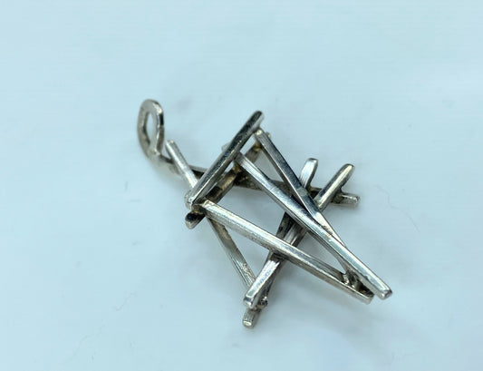 Modernist Rachel Gera Sterling silver Star of David pendant 2" JR774