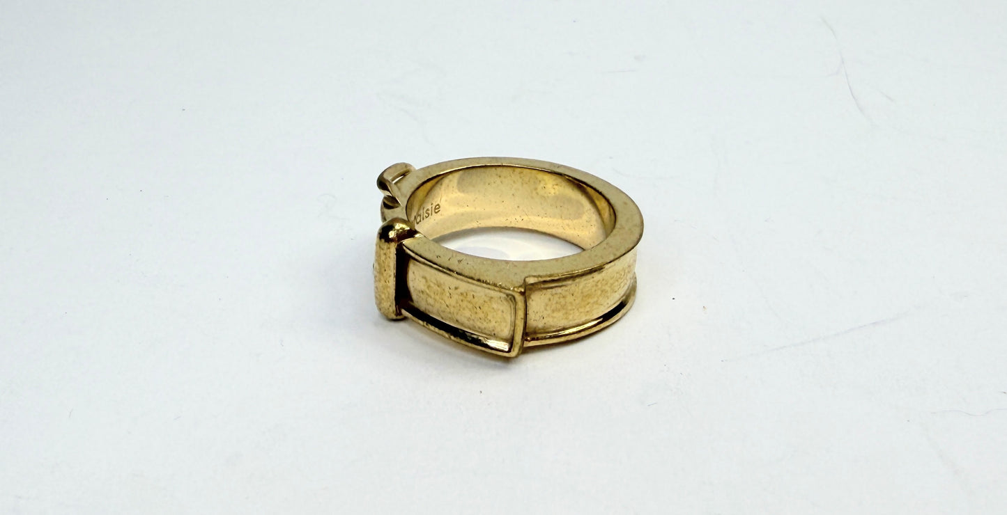 Hermès Gold Plated Buckle Bijouterie Fantaisie Scarf ring authentic GS746