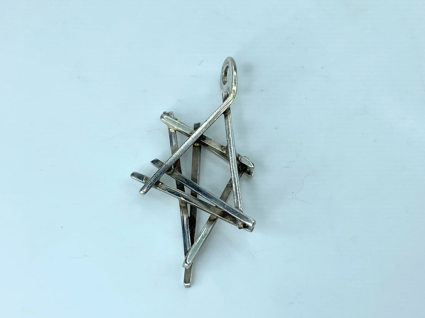 Modernist Rachel Gera Sterling silver Star of David pendant 2" JR774