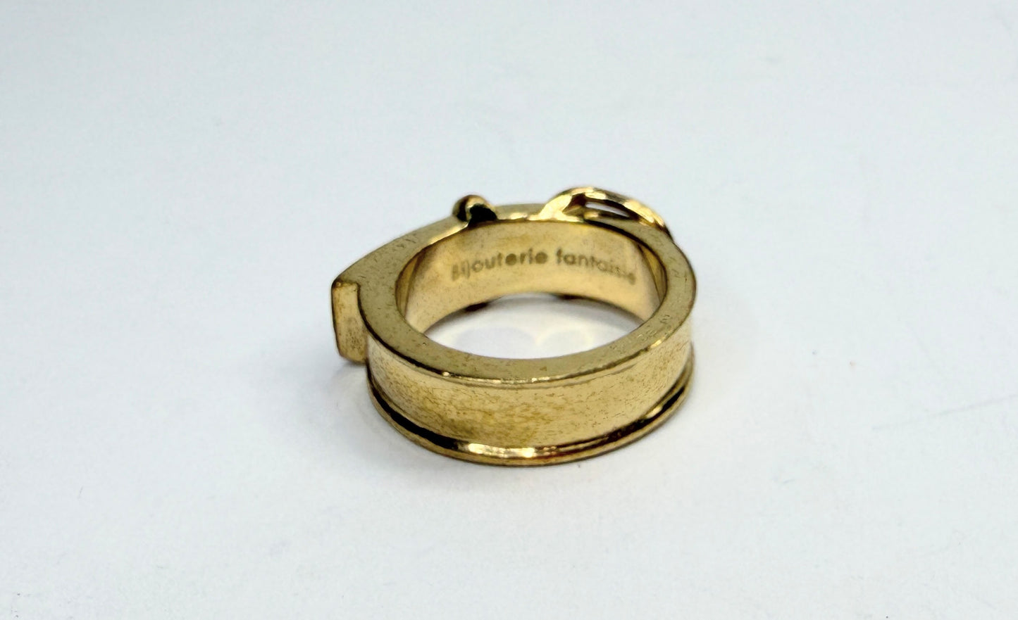 Hermès Gold Plated Buckle Bijouterie Fantaisie Scarf ring authentic GS746