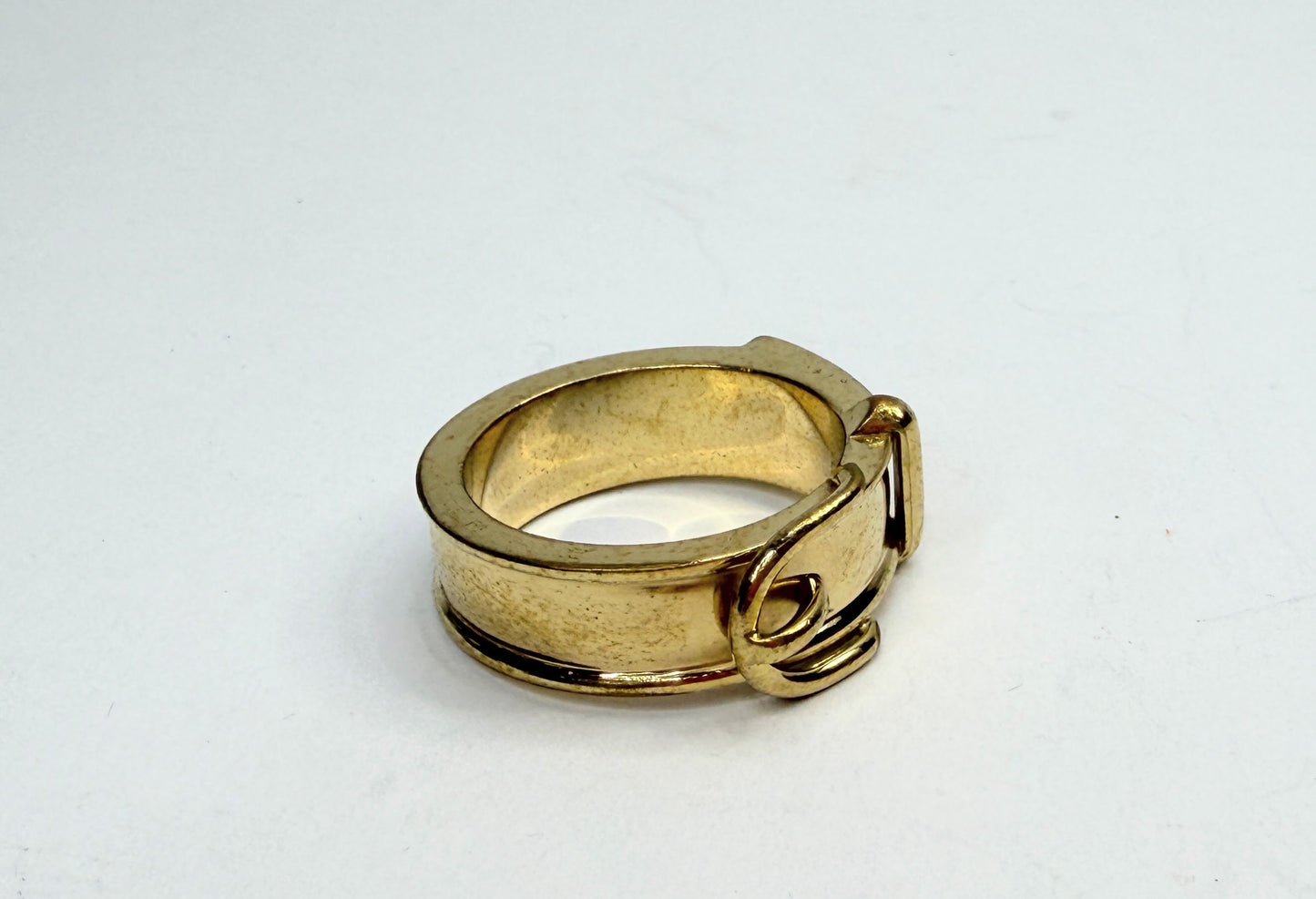 Hermès Gold Plated Buckle Bijouterie Fantaisie Scarf ring authentic GS746