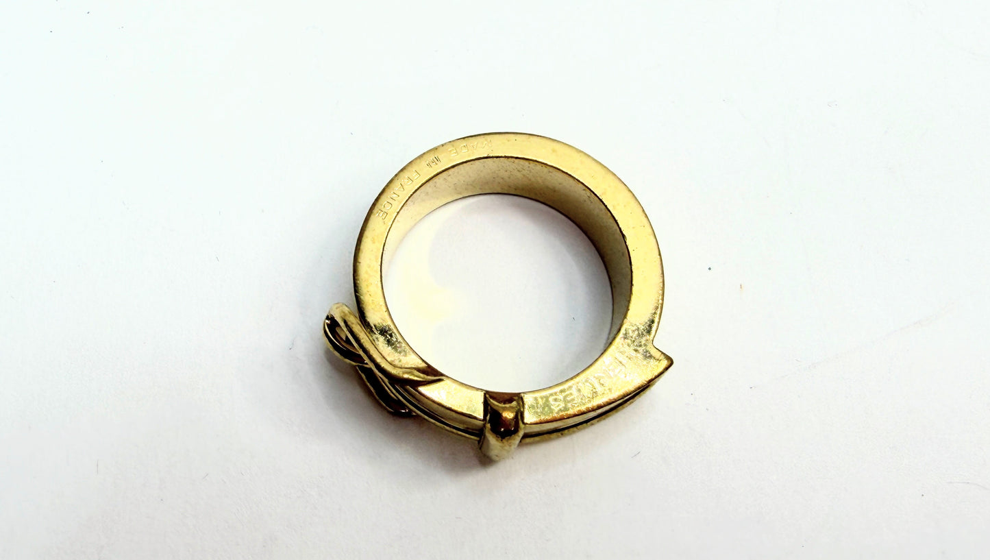 Hermès Gold Plated Buckle Bijouterie Fantaisie Scarf ring authentic GS746