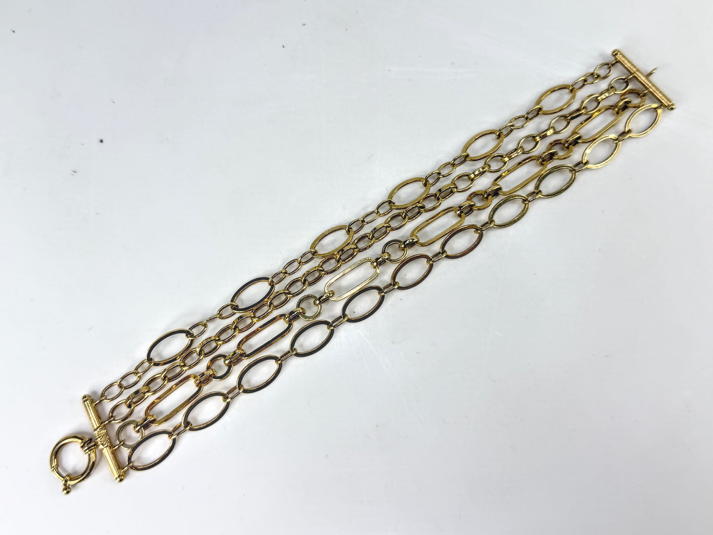 Vintage A&H 14K Yellow Gold Multi-Strand Link Bracelet 7.25" 9.5g JR2014
