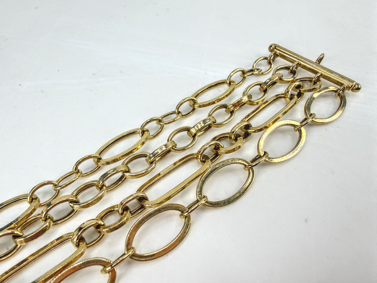 Vintage A&H 14K Yellow Gold Multi-Strand Link Bracelet 7.25" 9.5g JR2014