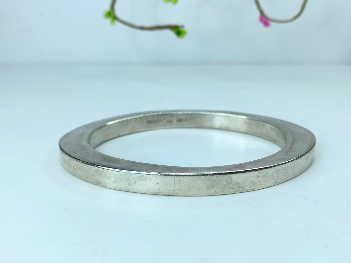 Mid Century huffy sterling silver Modern square edge geometric bangle 32g JR776