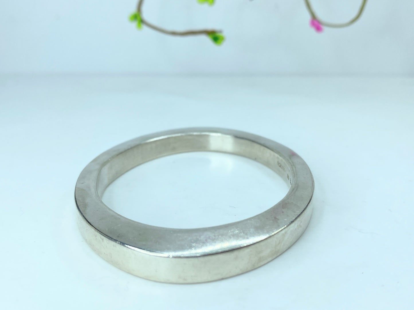 Mid Century huffy sterling silver Modern square edge geometric bangle 32g JR776