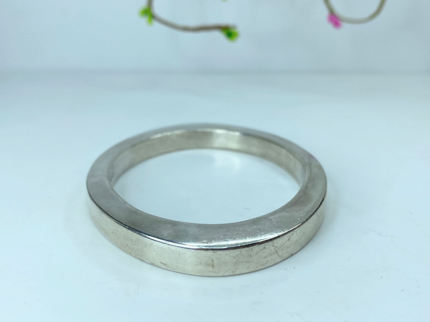 Mid Century huffy sterling silver Modern square edge geometric bangle 32g JR776