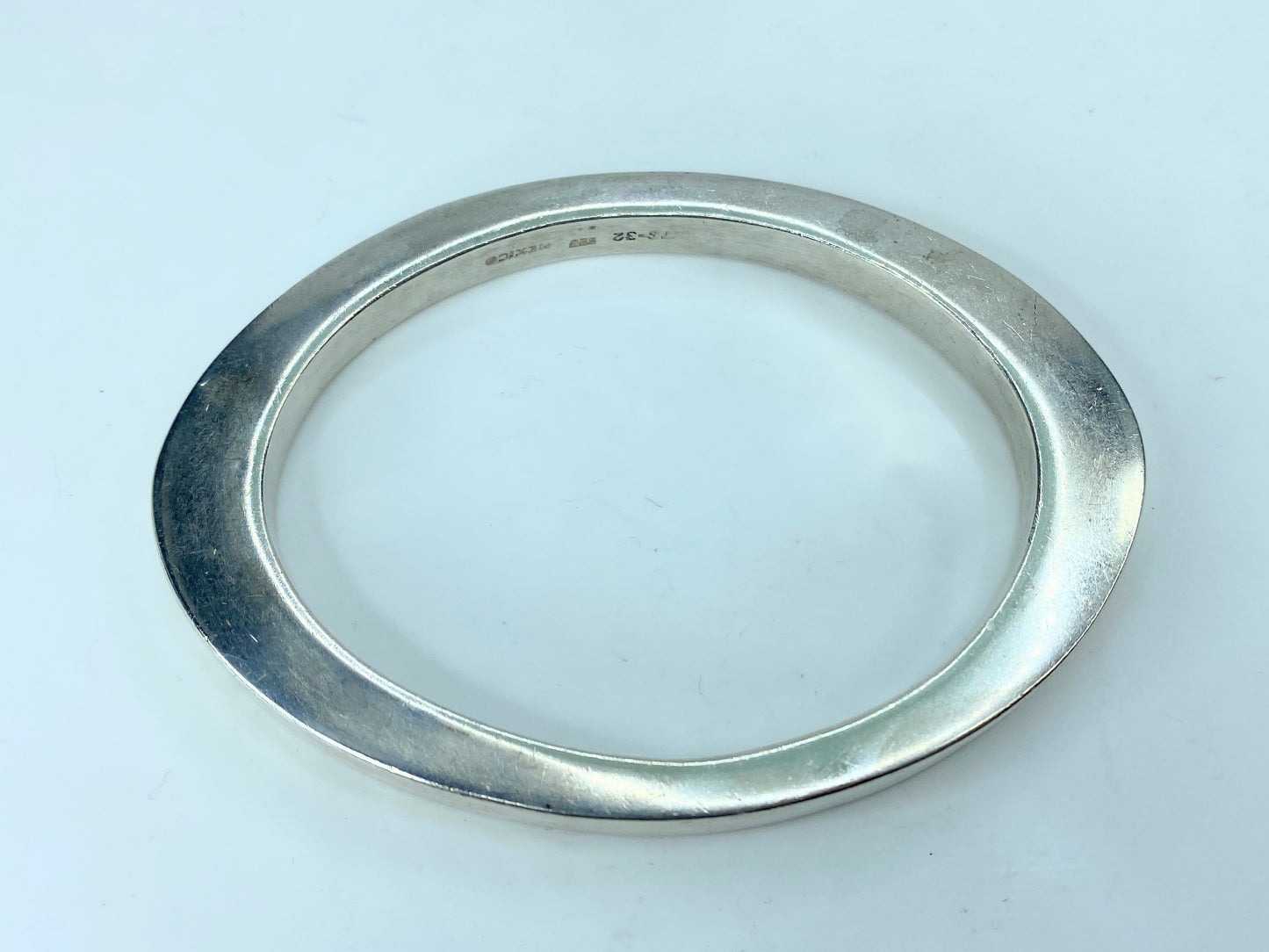 Mid Century huffy sterling silver Modern square edge geometric bangle 32g JR776