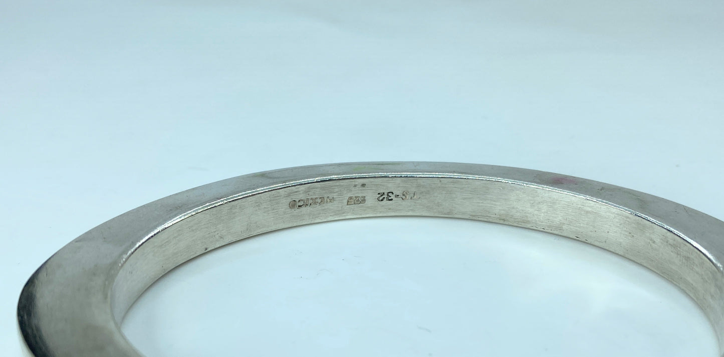 Mid Century huffy sterling silver Modern square edge geometric bangle 32g JR776