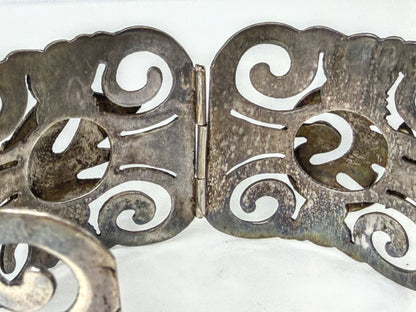 Vintage Mexico 925 Sterling Silver Turquoise Bird Panel Bracelet 63.9g JR2015