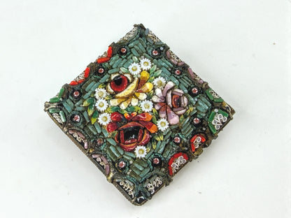 Antique Italian Micro Mosaic Floral Brooch Millefiori Glass 25mm JR2016