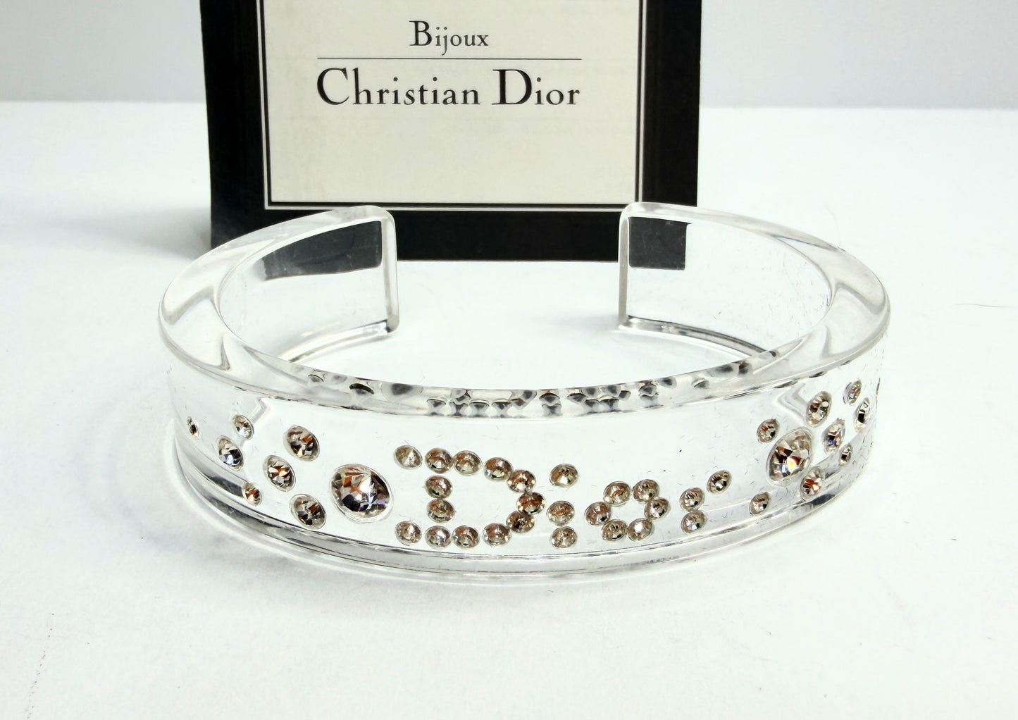 Vintage Christian Dior by John Galliano Clear Crystal Logo Cuff GS752