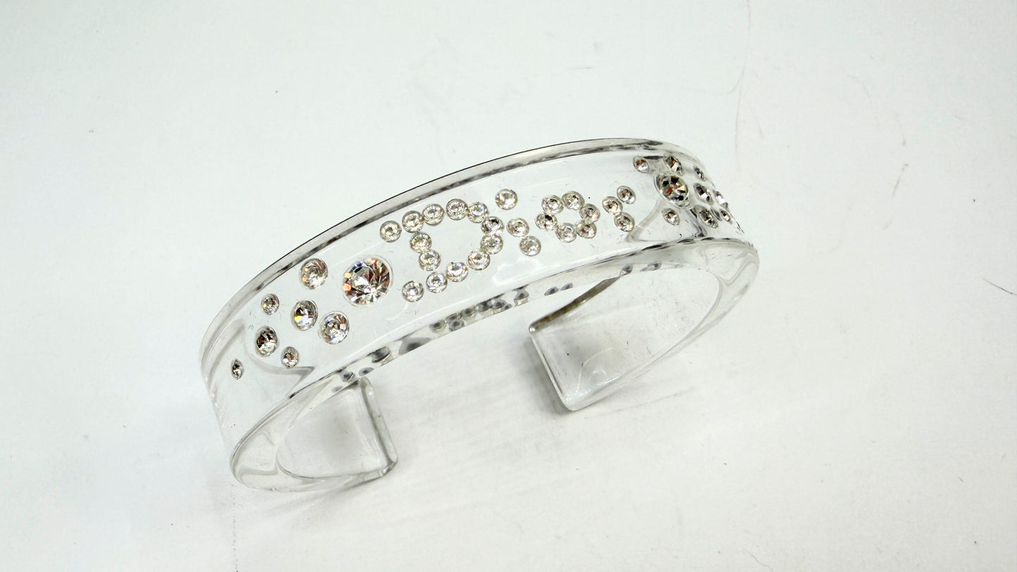 Vintage Christian Dior by John Galliano Clear Crystal Logo Cuff GS752
