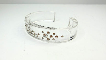 Vintage Christian Dior by John Galliano Clear Crystal Logo Cuff GS752