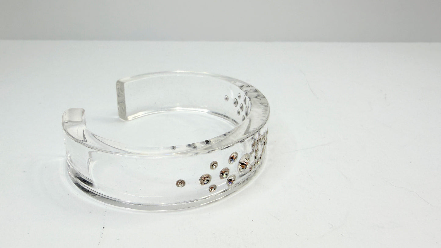 Vintage Christian Dior by John Galliano Clear Crystal Logo Cuff GS752