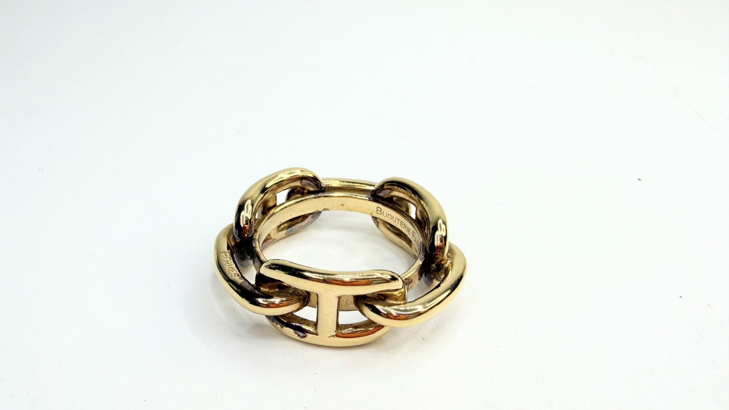 Vintage Hermès New Gold Chain d'Ancre Scarf Ring authentic GS753