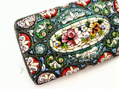 Vintage Italian Micro Mosaic Millefiori Floral Brooch Pin JR2019