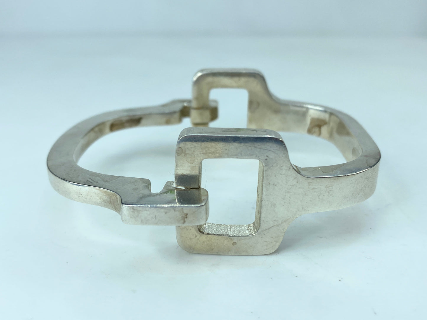 Huffy Signed JMSD Mexico Sterling Silver Hinged  Clamper Bracelet 71g 6.5" JR780