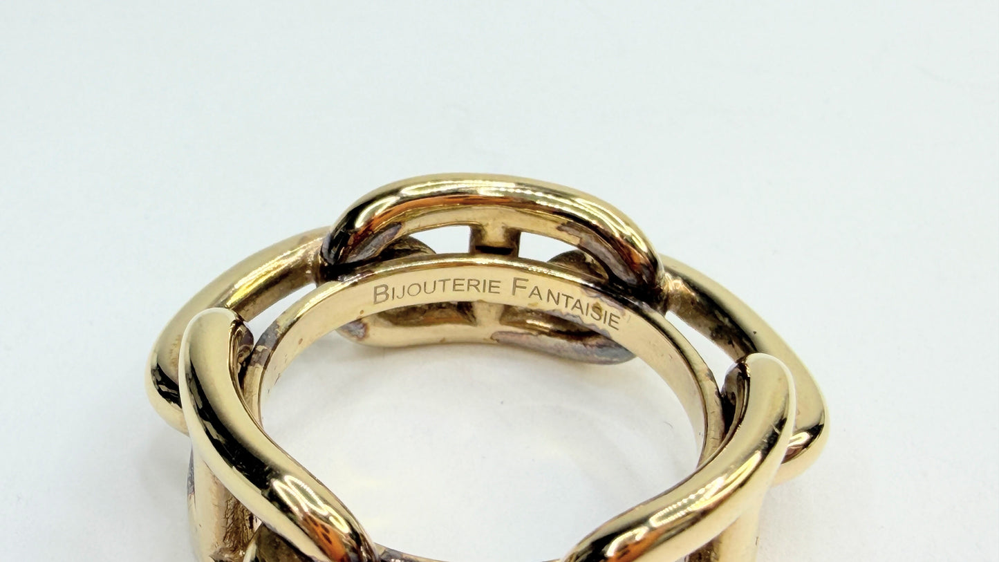 Vintage Hermès New Gold Chain d'Ancre Scarf Ring authentic GS753