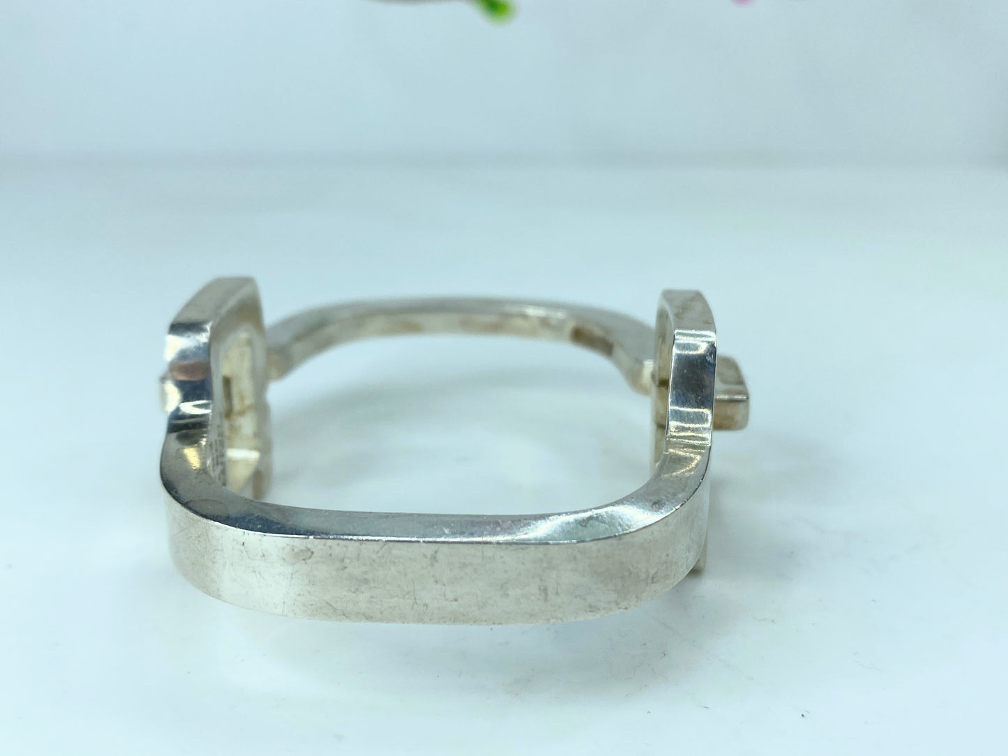 Huffy Signed JMSD Mexico Sterling Silver Hinged  Clamper Bracelet 71g 6.5" JR780