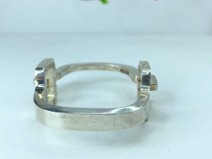 Huffy Signed JMSD Mexico Sterling Silver Hinged  Clamper Bracelet 71g 6.5" JR780