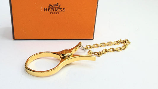 Authentic Hermes Filloux Gold Plated Glove Holder 3cm x 6cm with box GS754