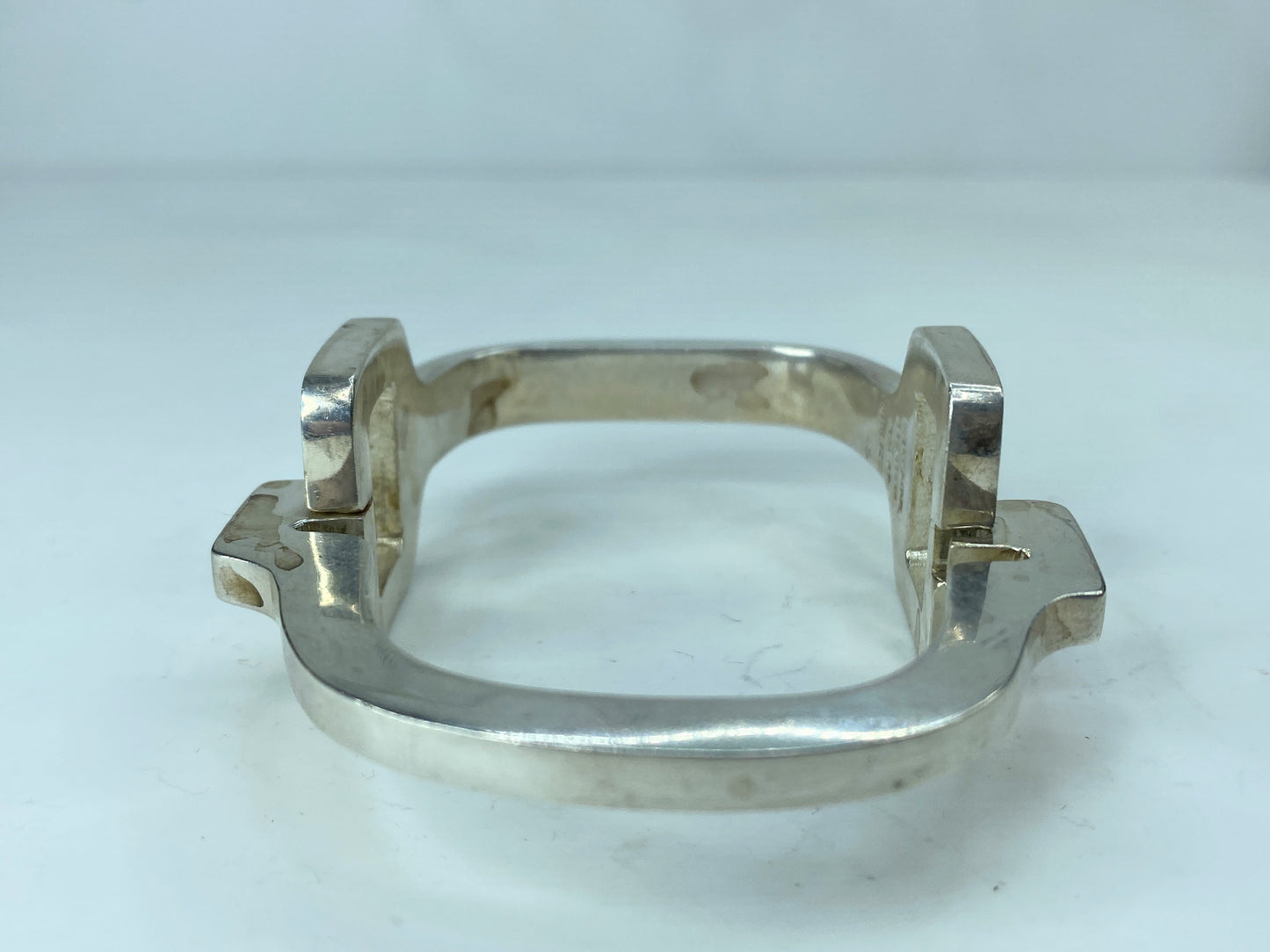Huffy Signed JMSD Mexico Sterling Silver Hinged  Clamper Bracelet 71g 6.5" JR780