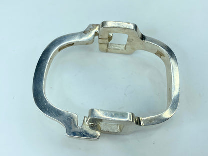 Huffy Signed JMSD Mexico Sterling Silver Hinged  Clamper Bracelet 71g 6.5" JR780