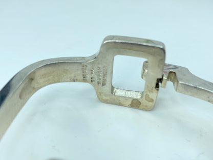 Huffy Signed JMSD Mexico Sterling Silver Hinged  Clamper Bracelet 71g 6.5" JR780