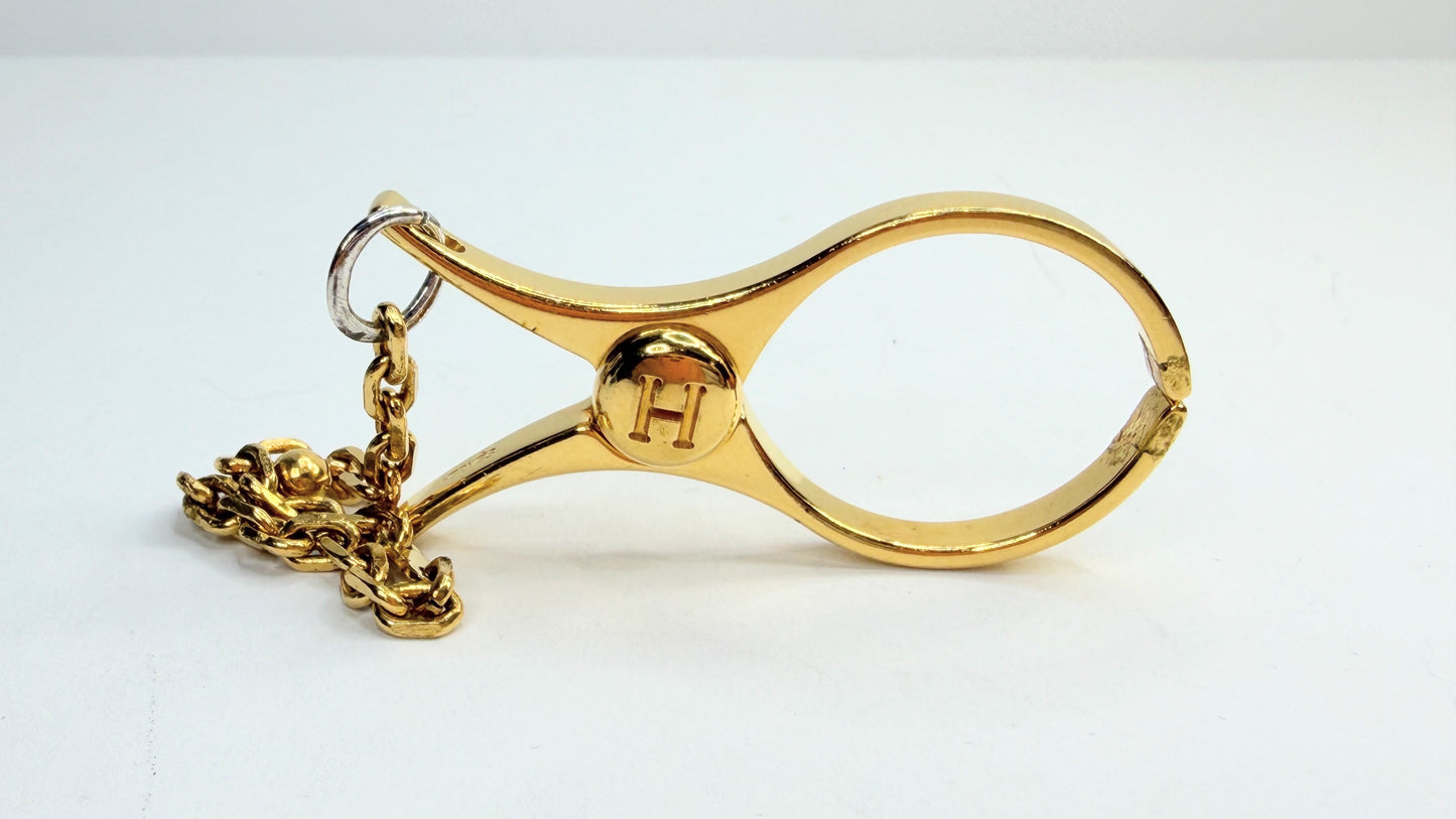 Authentic Hermes Filloux Gold Plated Glove Holder 3cm x 6cm with box GS754