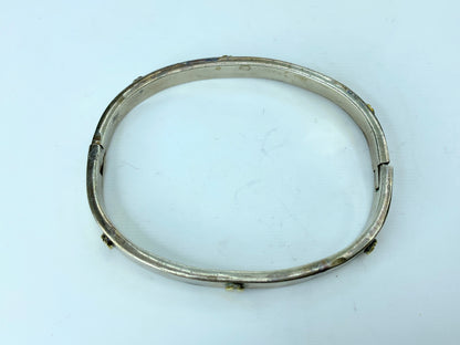 Sterling Silver Hinged Bangle Bracelet with Brass Screws Taxco Mexico 6.5" JR781