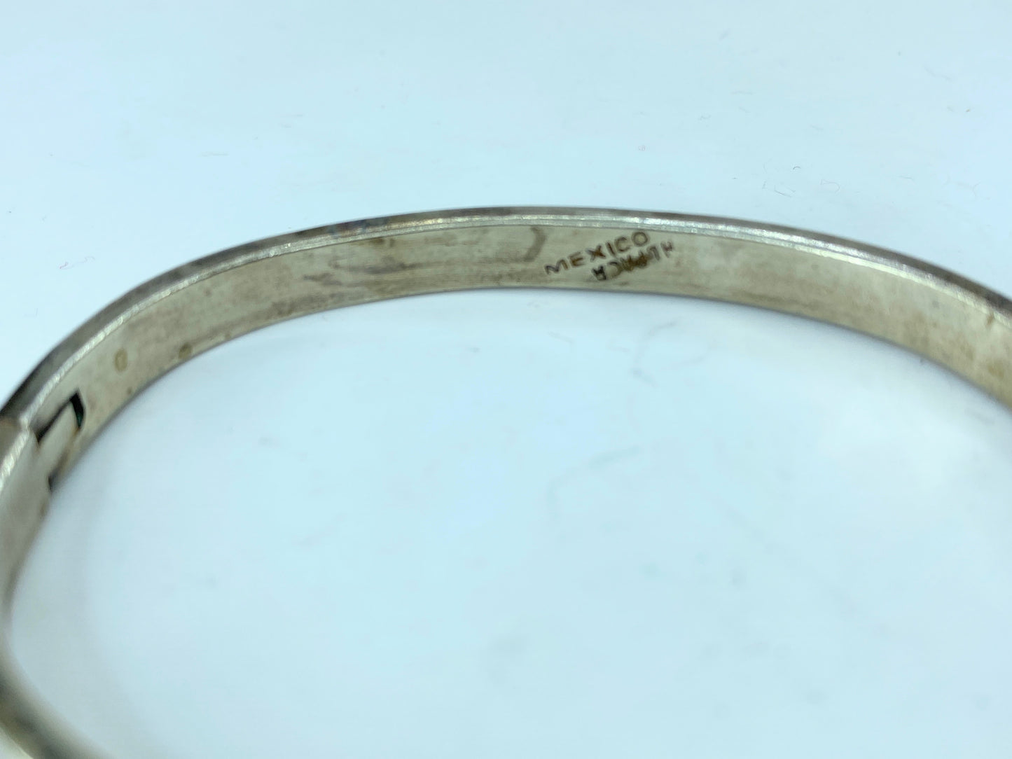 Sterling Silver Hinged Bangle Bracelet with Brass Screws Taxco Mexico 6.5" JR781