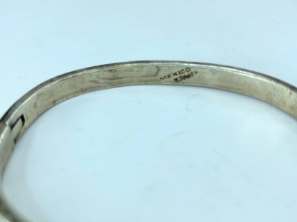 Sterling Silver Hinged Bangle Bracelet with Brass Screws Taxco Mexico 6.5" JR781