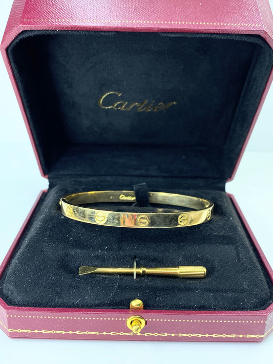 Cartier© Love Bracelet 18k Yellow Gold 716211 size 21 37.8g 7.5" w/box JR784