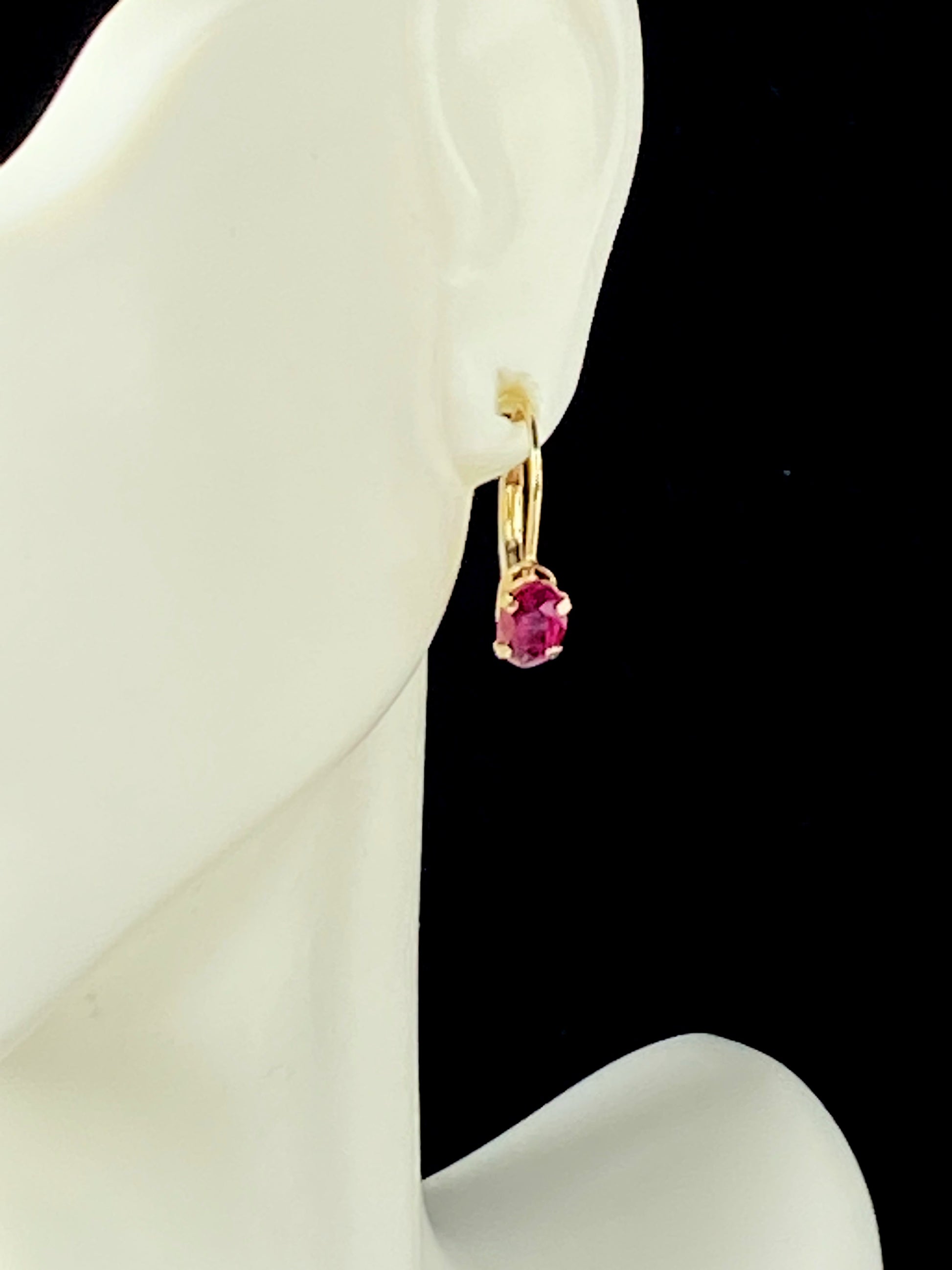 14K yellow gold 1.25ctw Oval cut faceted ruby lever back earrings