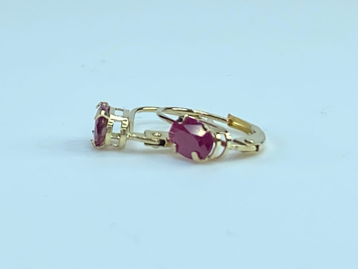 14K yellow gold 1.25ctw Oval cut faceted ruby lever back earrings