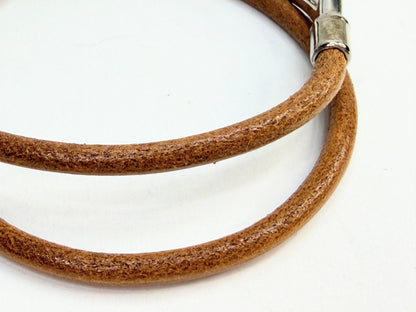 Vintage Authentic Hermès Jumbo Brown Leather Bracelet Silver Hook 15" GS756