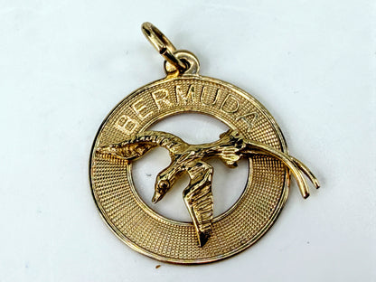 Vintage 14K Gold Bermuda Longtail Bird Pendant Charm 1.8g 22mm x 21mm JR2024